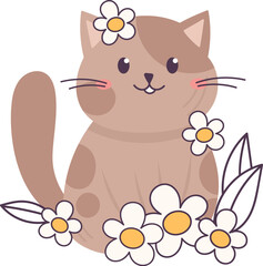 Cat With Flowers