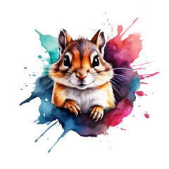 Chipmunk Watercolor Painting,cute animal, wildlife, colorful , vibrant, home decor, wall art, art print, digital art,Illustration Isolated on Transparent Background
