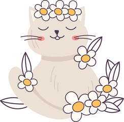 Cat With Flowers