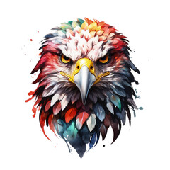 Fototapeta premium Watercolor eagle,animal, wildlife, colorful , vibrant, home decor, wall art, art print, digital art,Illustration Isolated on Transparent Background