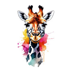 Watercolor Giraffe,animal, wildlife, colorful , vibrant, home decor, wall art, art print, digital art,Illustration Isolated on Transparent Background