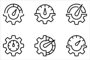 Engine performance icon set. Speedometer, tachometer icon set. Performance concept on white background