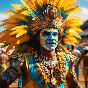 People dressed up at Brazilian carnival