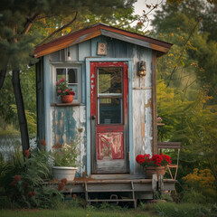 Fototapeta na wymiar Charming Tiny House Surrounded by Lush Greenery