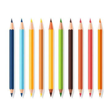 Pencil Power: A Vibrant Spectrum of Creative Education on a Wooden Background