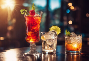 Cocktail cuba libre ice and lime