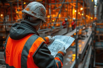 Focus and Competence: Engineer at Construction Site