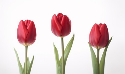 Fototapeta premium Collage with beautiful tulips on white background