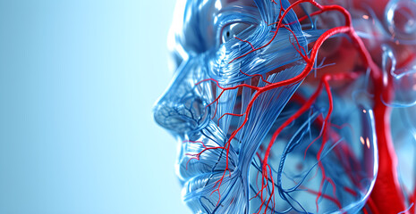 3d illustration of human body anatomy of the circulatory system with veins and arteries - obrazy, fototapety, plakaty