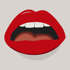 Illustration of a red lips with visible teeth and tongue