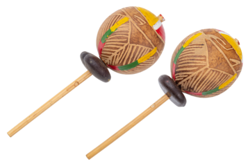 Maracas. Professional wooden rumba shakers hand percussion rattles latin musical instrument. Handmade professional music instrument. Maracas toy for kid or children. Latin America wooden instrument