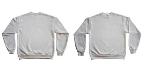 Blank Long Sleeve Sweatshirt Crewneck Color Slate Grey Template Mockup Front and Back View on Transparent Background