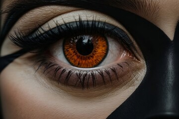 Naklejka premium Beauty of striking black eye, pulsing with energy and life