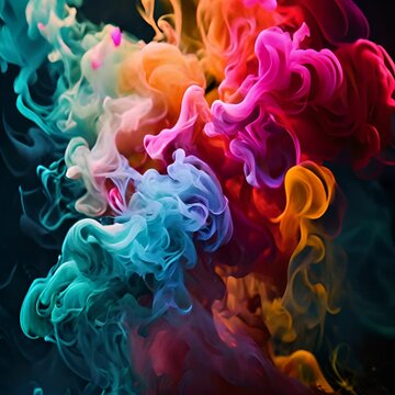 a group of colored smokes in the dark
