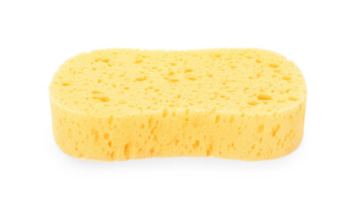 One new yellow sponge isolated on white
