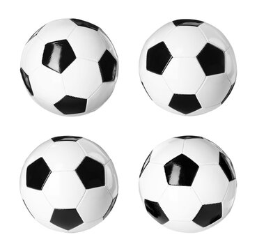 Soccer ball isolated on white, different sides