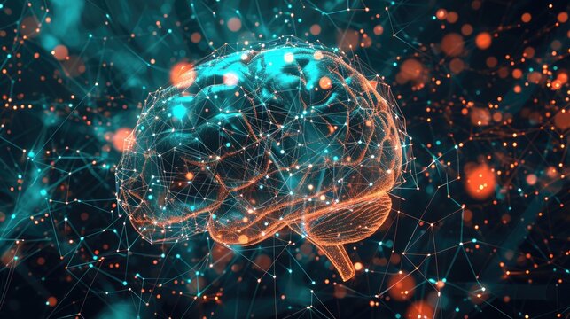 A digital photo showcases the intricate network of connections within the human brain. Ai Generated.
