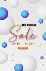 new arrival sale template banner with blank space for product sale with abstract gradient white and blue background design