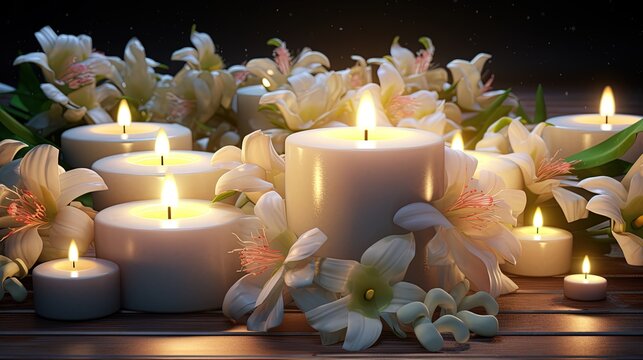 candles and flowers decoration for diwali