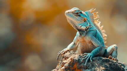 Close-up of a lizard perched atop an object, showcasing its reptilian features, Ai Generated.