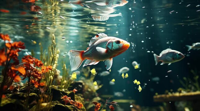 fish swim in clear water