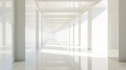 White corridor with doors on it, modern interior.