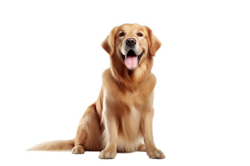 Golden retriever dog and sitting in front..Generative AI Illustration
