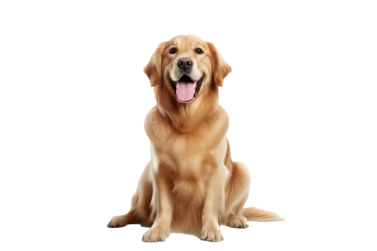 Golden retriever dog and sitting in front..Generative AI Illustration
