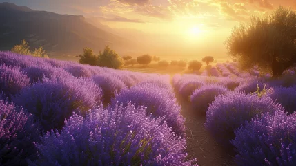 Fototapete Rund A natural lavender landscape © Thanthara
