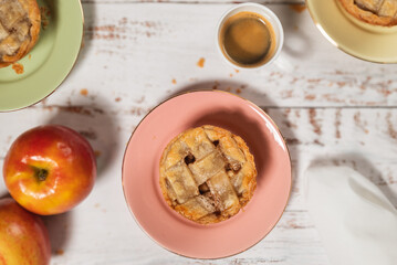 Mini apple pie with coffee