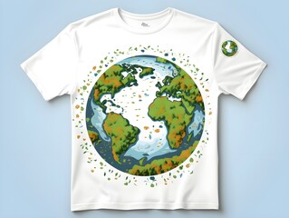Earth seen from space with continents forming intricate patterns t-shirt design