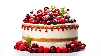 Festive holiday cake, adorned with seasonal delights and cheer.