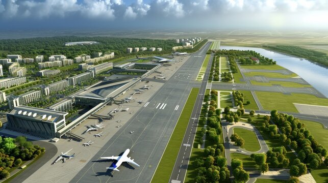 airport top arial dron view,travel concept