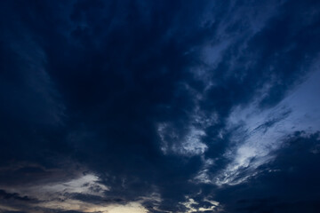 Fototapeta na wymiar Dramatic sky with dark clouds at sunset. Natural background.