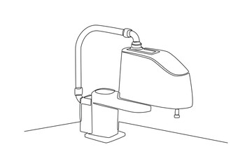 One single line drawing of Modern factory equipment, commercial vehicle, factory technology minimalist concept. Modern continuous line draw graphic design, Simple line