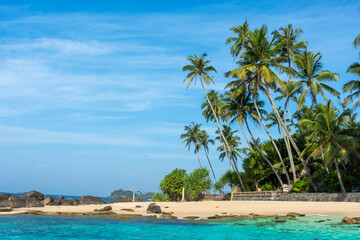 Beautiful Indian Ocean coastline on the island of Sri Lanka, Unawatuna.