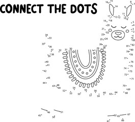 Connect the dots game. lama printable worksheet for kids. Can be used as children coloring book. © Daaridna