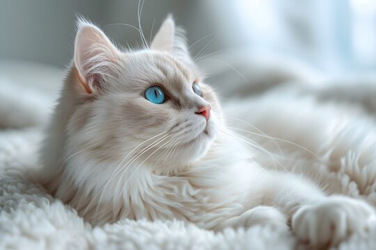 白い猫にクローズアップ写真