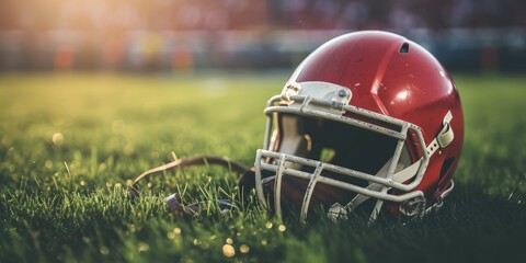 American Football Helmet on the Field