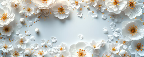  light background with white gold flowers, gold and white colors