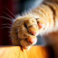 Close-up of a cats paw batting at a toy.