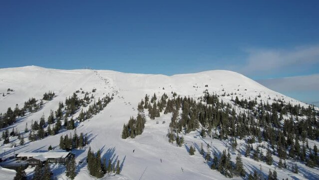 Beautiful Aerial View of Trysil in Norway, Scandinavia - Truck Shot