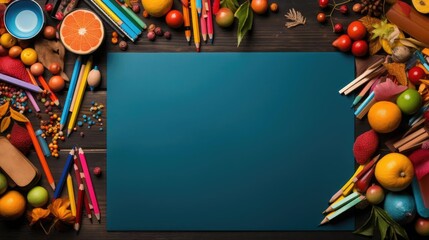 back to school background with school equipment concept for banner or poster