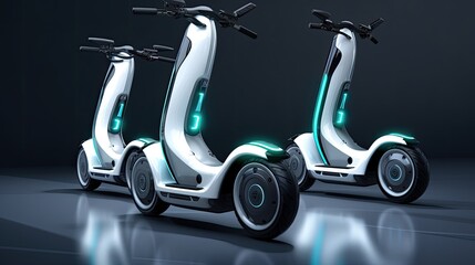 Hydrogen fuel cell scooters transportation - obrazy, fototapety, plakaty