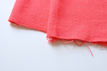 red fabric textile on white background, object for fashion cloth design