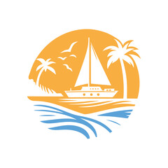 Fototapeta na wymiar Logo beach and yacht 