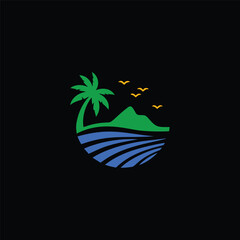 Fototapeta na wymiar Logo beach and yacht 