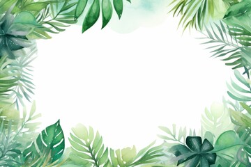 Fototapeta na wymiar watercolor leaves tropical border design