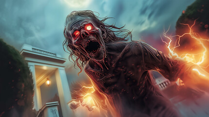 Zombie Horde Horrific Grotesque Undead Monster - obrazy, fototapety, plakaty