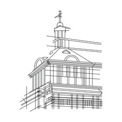 Single one line drawing classic museum construction building with pillar at  front. Art gallery structure 
Building Line Drawings Images. vector image